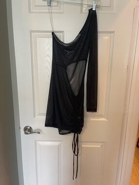 12th Tribe Tessa Black Mesh Mini Dress MEDIUM